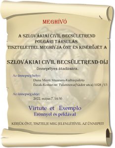 SZLOVÁKIAI CIVIL BECSULETREND-DÍJ