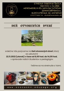 Deň otvorených dverí  Stredná odborná škola obchodu a služieb