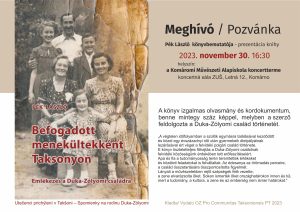 Pék László / BEFOGADOTT MENEKULTEKKENT TAKSONYON  …. konyvbemutato