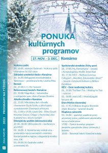 Ponuka kultúrnych programov / kulturális PROGRAMAJÁNLÓ – týždenný / heti
